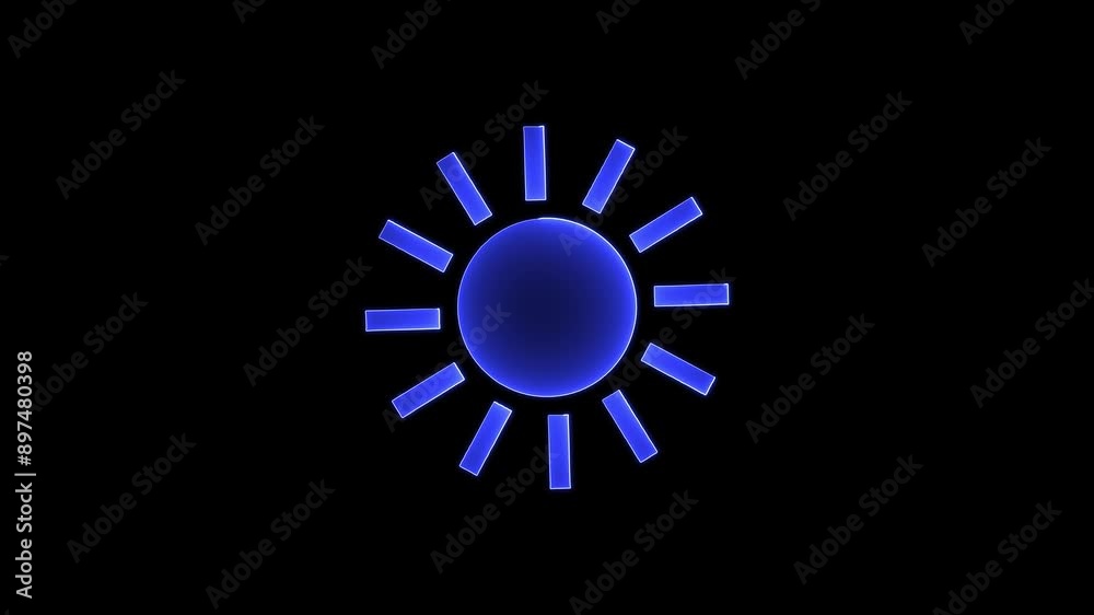 Sun icon blue color neon animation , black backgraound Sun icon blue color neon animation , black backgraound