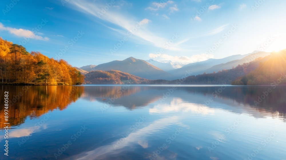 A beautiful lake with mountains in the background A beautiful lake with mountains in the background