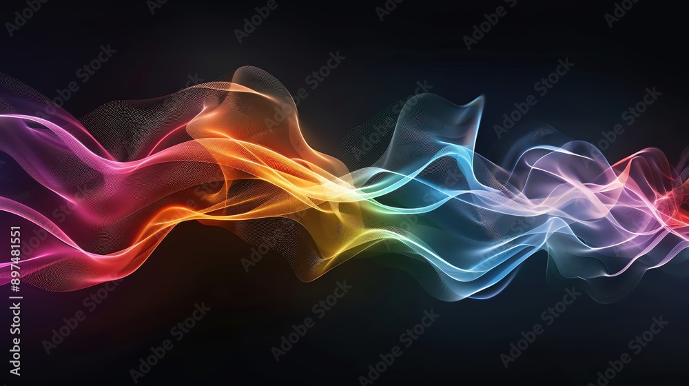 Vibrant abstract waves of color flow smoothly against a dark background, creating a mesmerizing visual effect of light and motion. Vibrant abstract waves of color flow smoothly against a dark background, creating a mesmerizing visual effect of light and motion.