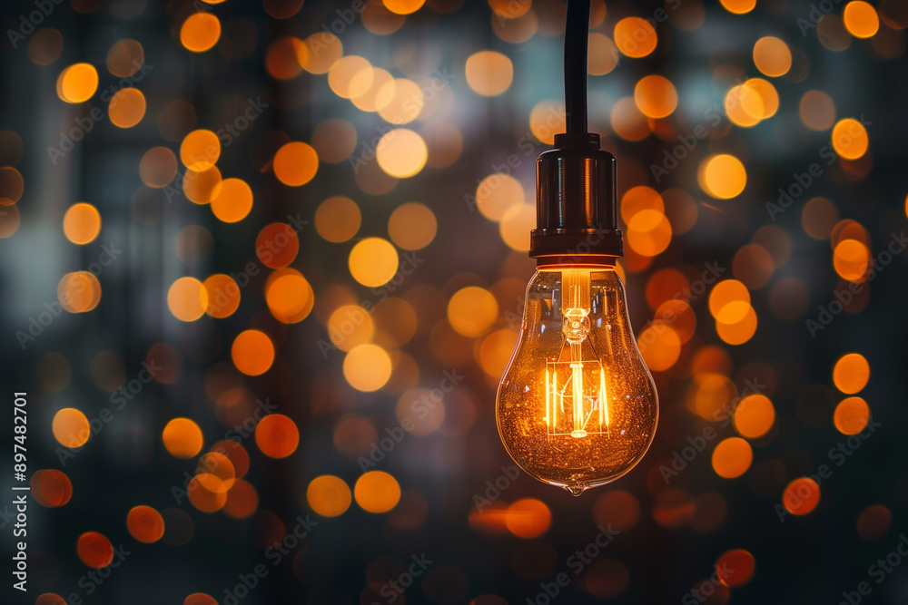 A glowing light bulb illuminating a dark wall, representing ideas, innovation, and creativity A glowing light bulb illuminating a dark wall, representing ideas, innovation, and creativity