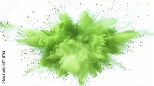 A green explosion of powdery dust is in the air