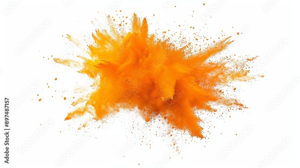 A yellow powdery substance is scattered across a white background A yellow powdery substance is scattered across a white background