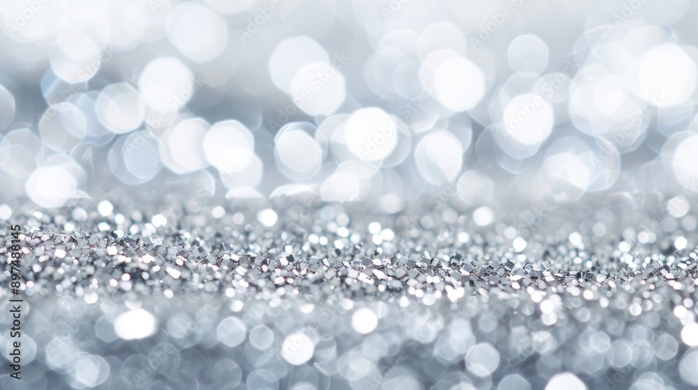A silver glittery surface with many small, round, shiny specks A silver glittery surface with many small, round, shiny specks