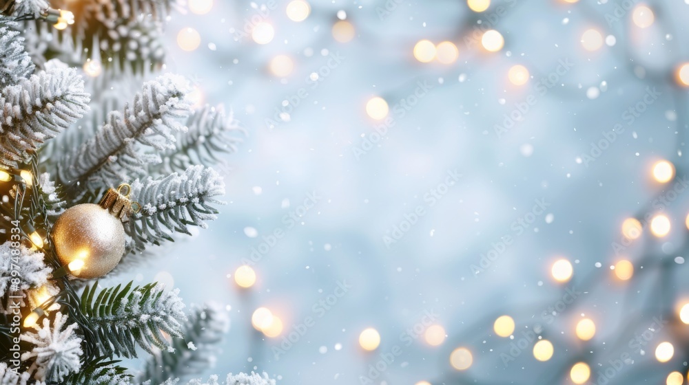 A Christmas tree with a gold ornament hanging from it A Christmas tree with a gold ornament hanging from it