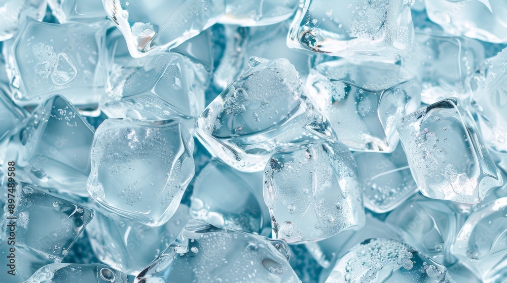 A close up of ice cubes in a blue background A close up of ice cubes in a blue background