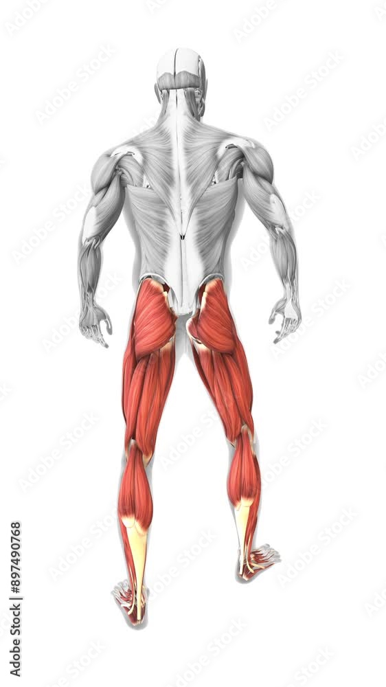 The muscles of the human body from lower back side The muscles of the human body from lower back side