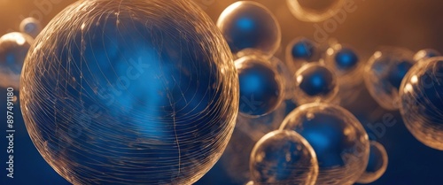 Visual concept of memories as a collection of floating orbs with glowing highlights on a soft, ethereal blue background.