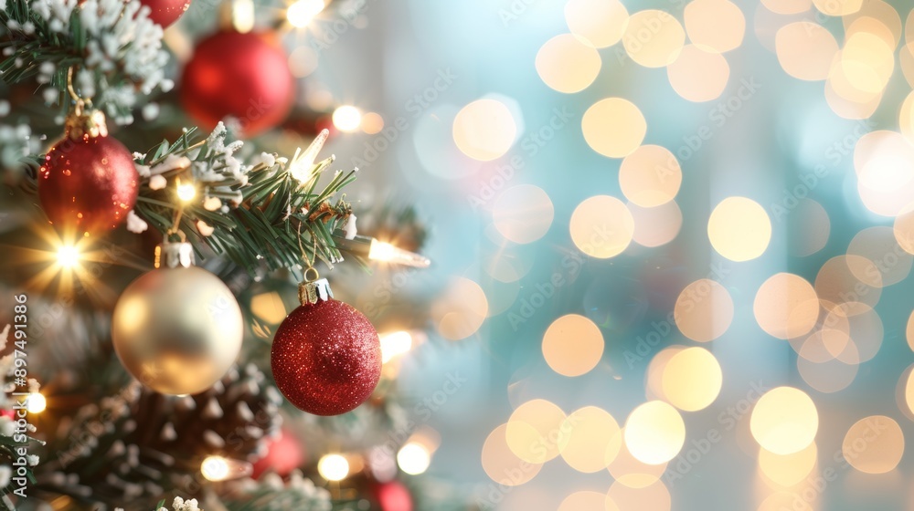 A Christmas tree with red and gold ornaments A Christmas tree with red and gold ornaments