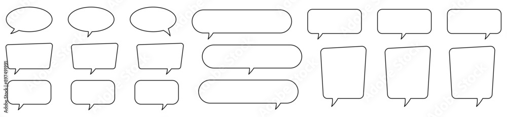 Speech bubble, speech balloon, chat bubble line art icon for apps and websites. Speech bubble, speech balloon, chat bubble line art icon for apps and websites.