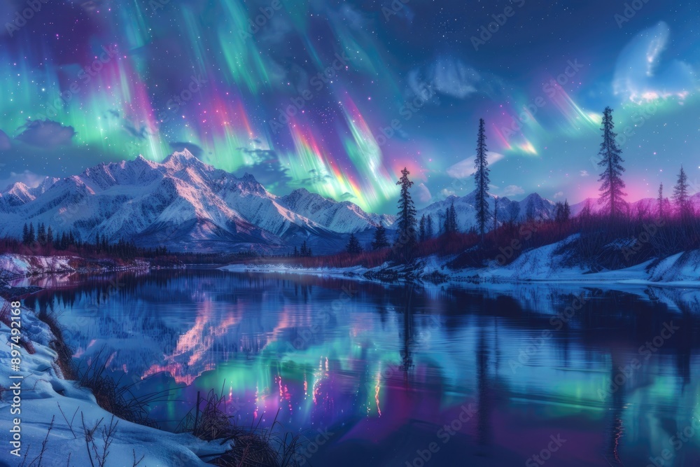 Fototapeta premium A beautiful, serene landscape with a river and mountains in the background