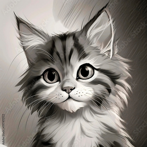 Sketch of a cartoon cat