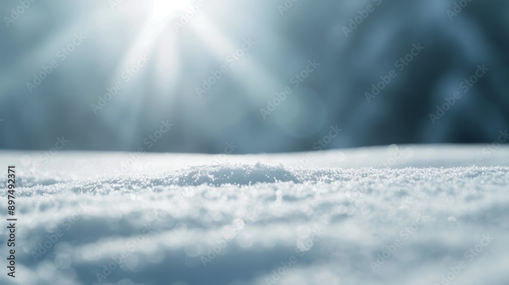 A snow covered field with a bright sun shining on it A snow covered field with a bright sun shining on it