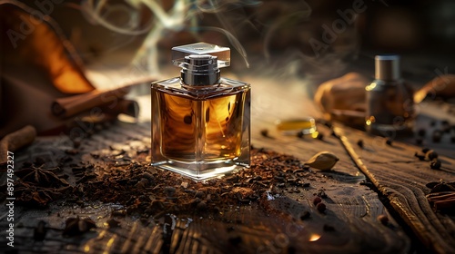 Spiced Perfume on Wooden Table