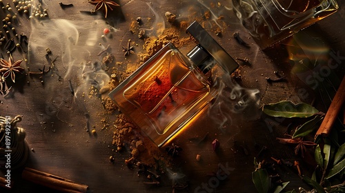 Spiced Perfume on Wooden Table
