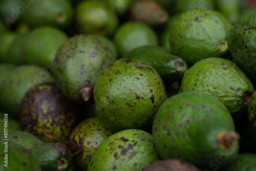 Bunch of fresh avocados at the fruit market