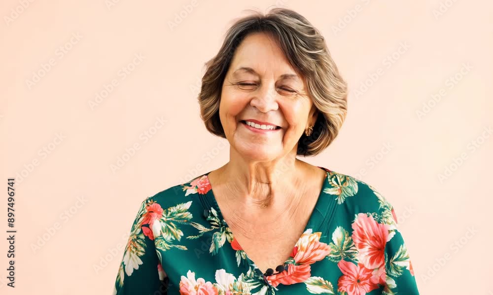 Portrait of a happy senior woman smiling at the camera on a pink background Portrait of a happy senior woman smiling at the camera on a pink background