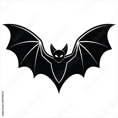  Bat in flight silhouette vector illustration on white background  © Fariha's Design