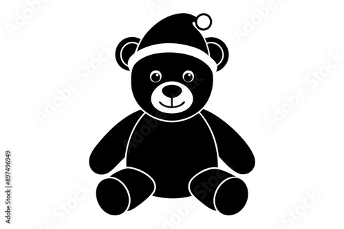 create a full of a funny christmas baby teddy silhouette illustration