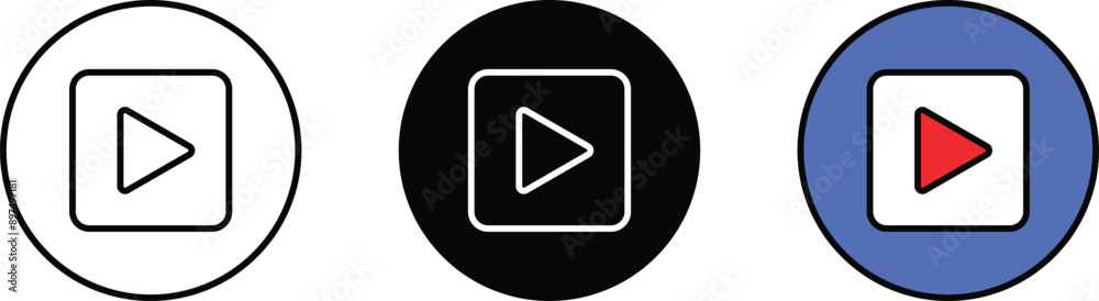 Play Button in lined, isolated and colored style. Vector illustration Play Button in lined, isolated and colored style. Vector illustration