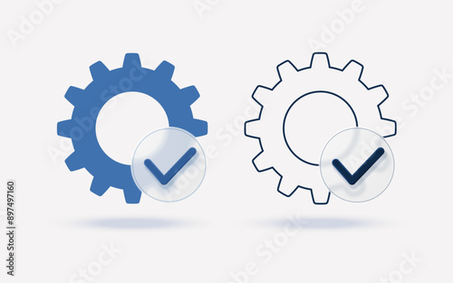 Assigned task icon with gear isolated on white background. Vector illustration.