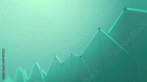 Elegant line graph on mint green background, rising steadily, market growth signal, minimalist style