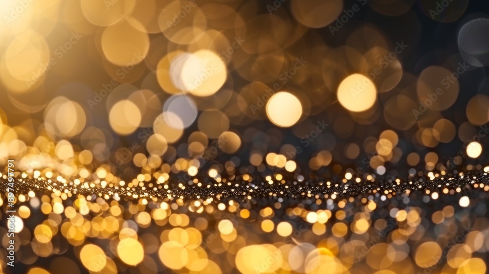 The image is a blurry, golden background with many small, glowing circles The image is a blurry, golden background with many small, glowing circles