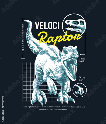 typography slogan with dinosaur anatomy vector illustration