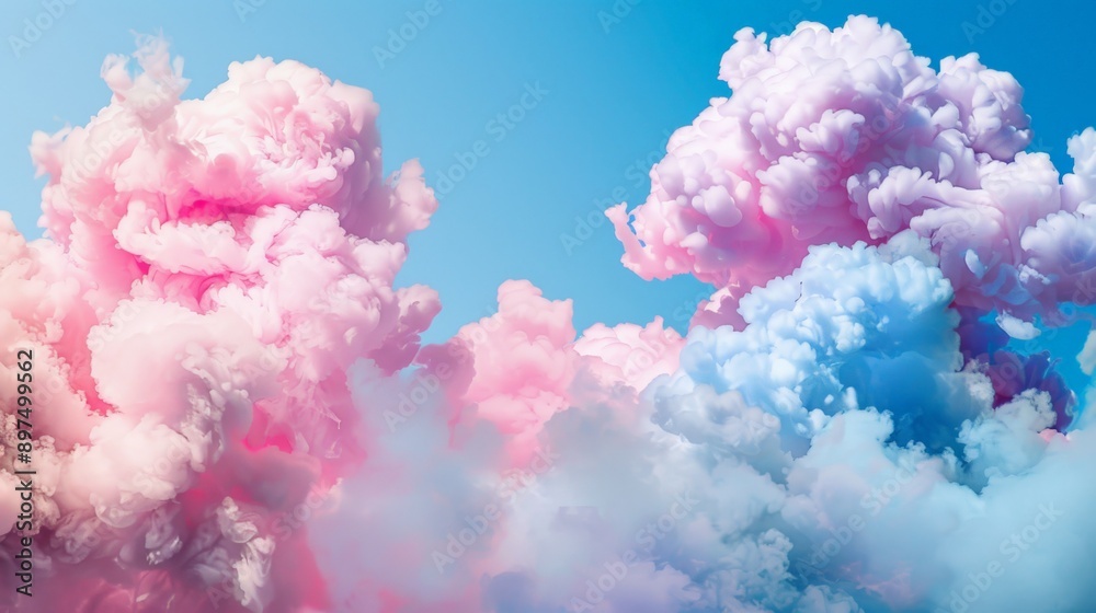Elegant pink and blue smoke patterns dance in the air, creating whimsical forms. Soft pastel tones merge for a vibrant spectacle, evoking a sense of enchantment and intrigue Elegant pink and blue smoke patterns dance in the air, creating whimsical forms. Soft pastel tones merge for a vibrant spectacle, evoking a sense of enchantment and intrigue