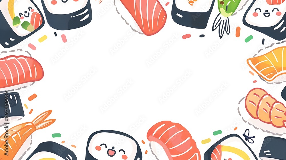 Sushi Border Illustration Sushi Border Illustration