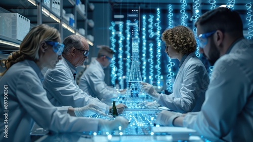 Wallpaper Mural Advanced Genetic Engineering Laboratory with Scientists Working on Molecular Research Projects in Ultra-Realistic 8K Detail Torontodigital.ca