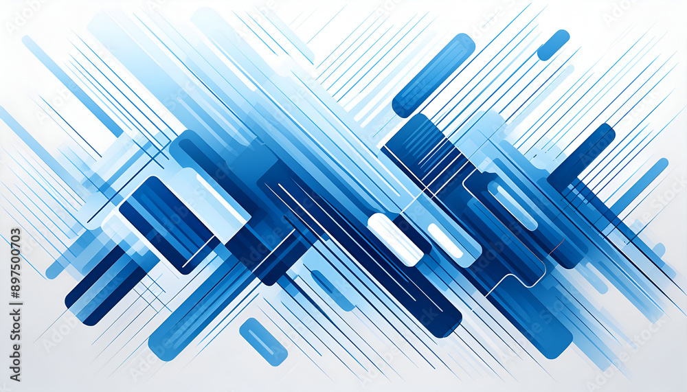 Abstract Blue And White Geometric Shapes On White Background Abstract Blue And White Geometric Shapes On White Background