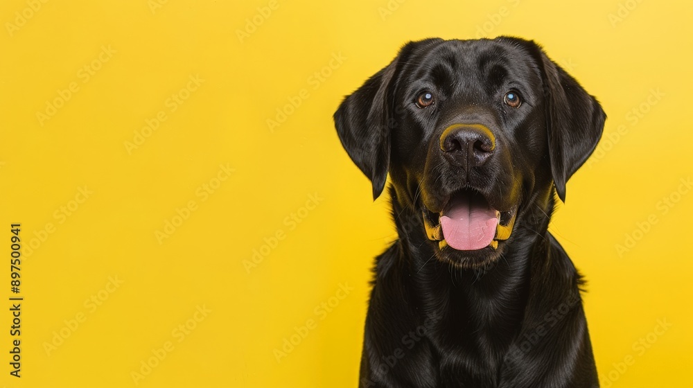Happy Black Labrador Retriever Dog Portrait Happy Black Labrador Retriever Dog Portrait