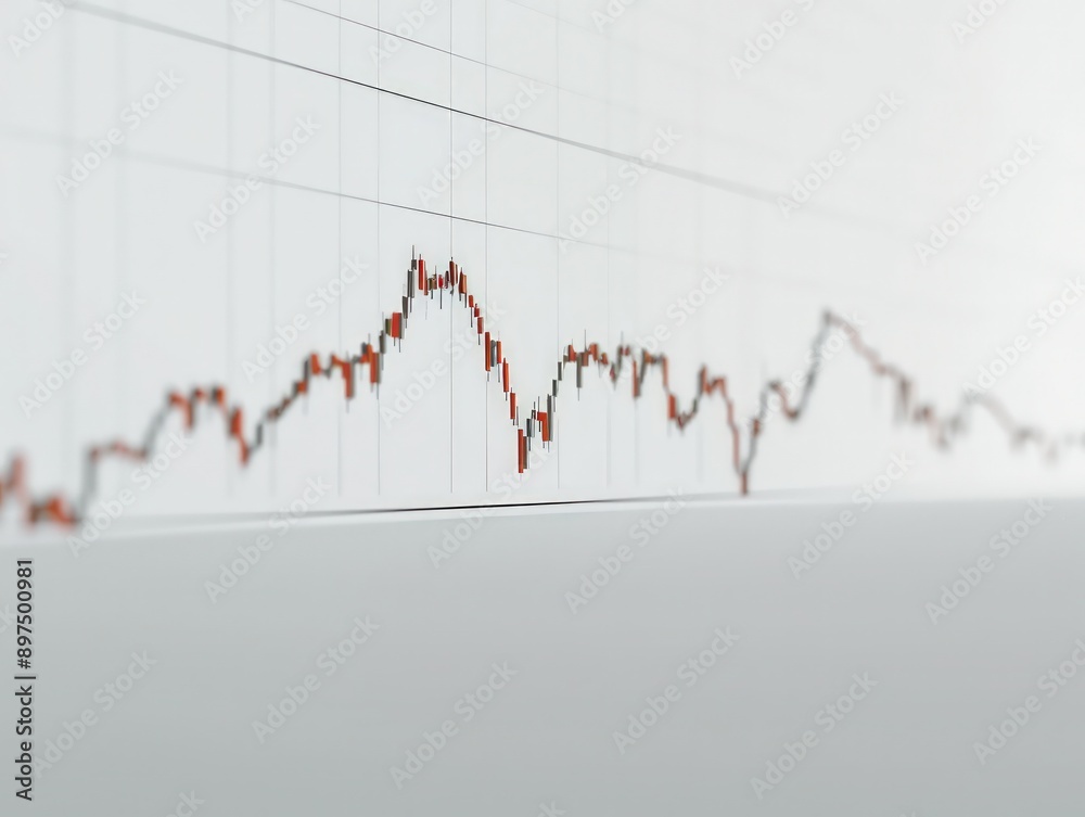 Financial chart showing a notable rise in stock values on a pristine white surface, indicating a market boom. Financial chart showing a notable rise in stock values on a pristine white surface, indicating a market boom.