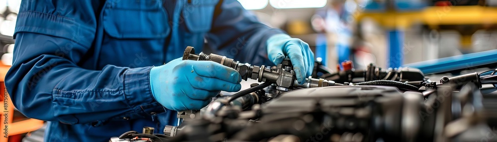 Automotive engineer working on a car engine, Engineer, skilled and practical