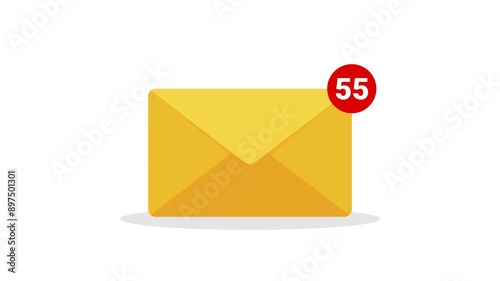 Mail inbox animation on transparent background