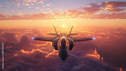 a fighter jet flying through a cloudy sky