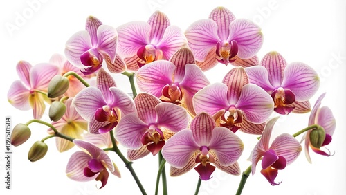 Pink and White Orchid Blooms with Buds