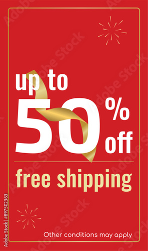 50 OFF Discount poster. Sale Red Tag Isolated Vector Illustration. Discount Offer Price Label, Vector Price Discount Symbol.