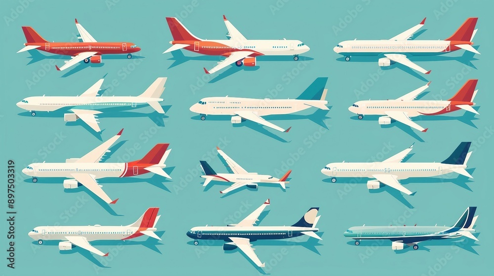 a bunch of airplanes that are sitting in the air