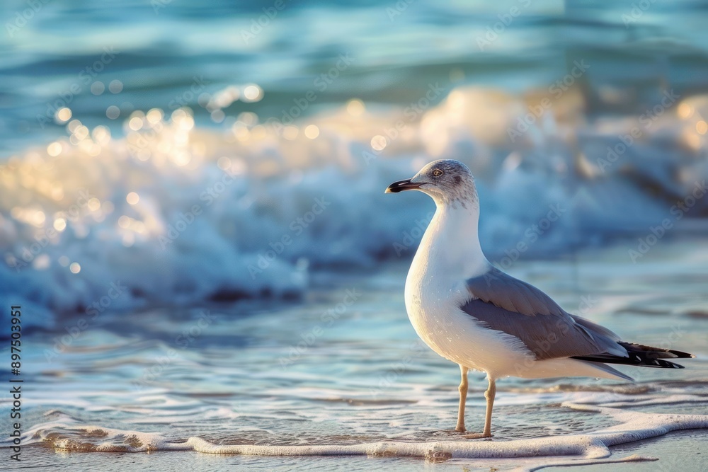 Fototapeta premium seagull in water beach shore