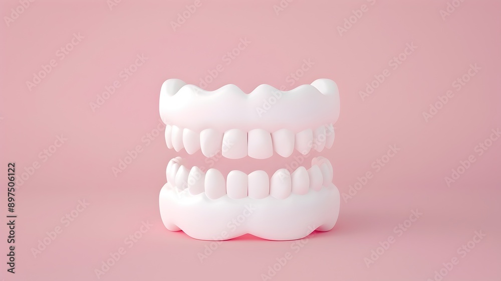 Fototapeta premium Minimalist 3D Clay Dental Teeth Model on Abstract Background