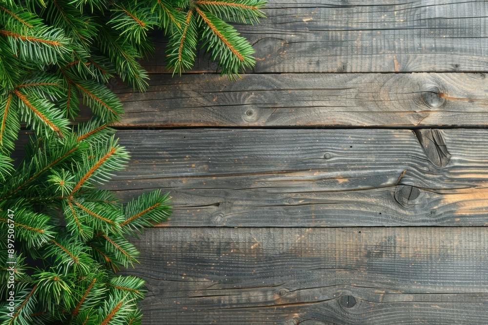 top view of Christmas Fir Tree on white wooden background, copy space backdrop template, greeting card top view of Christmas Fir Tree on white wooden background, copy space backdrop template, greeting card