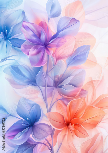 A card with an abstract floral design, close up, modern theme, ethereal, silhouette, contemporary backdrop.
