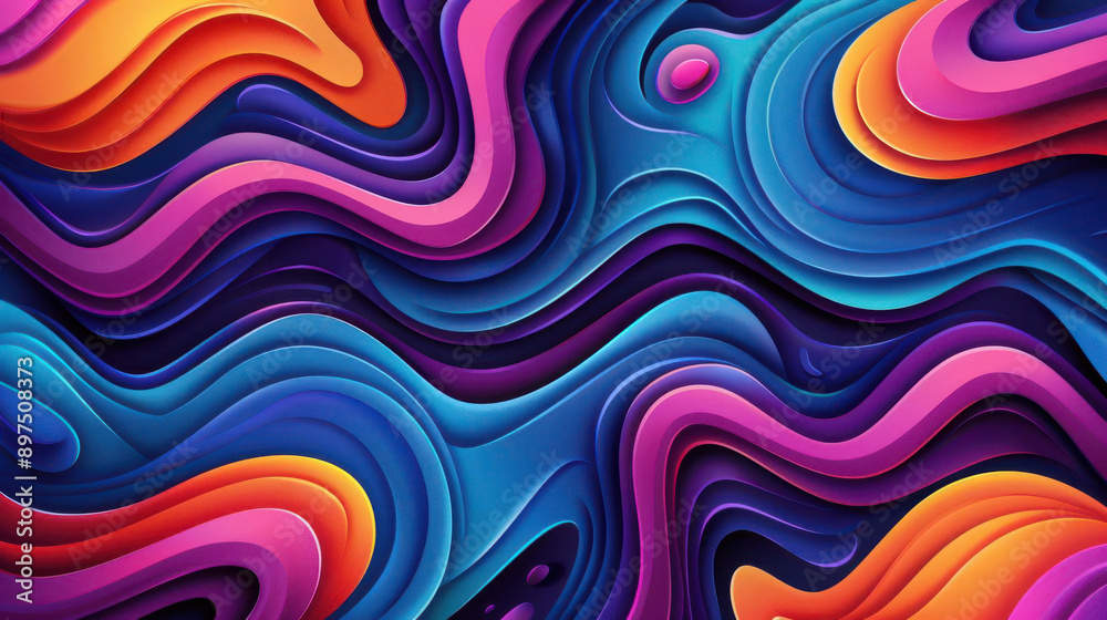 Fototapeta premium Psychedelic landscape, bold colors, abstract shapes, high resolution, surreal patterns.
