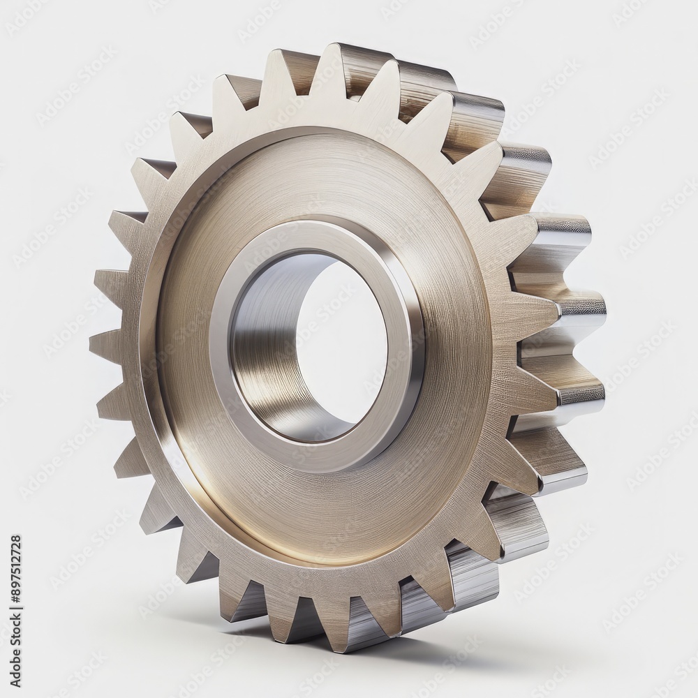 Single Metal Gear Cog Wheel Isolated on White Background. Generative AI Single Metal Gear Cog Wheel Isolated on White Background. Generative AI