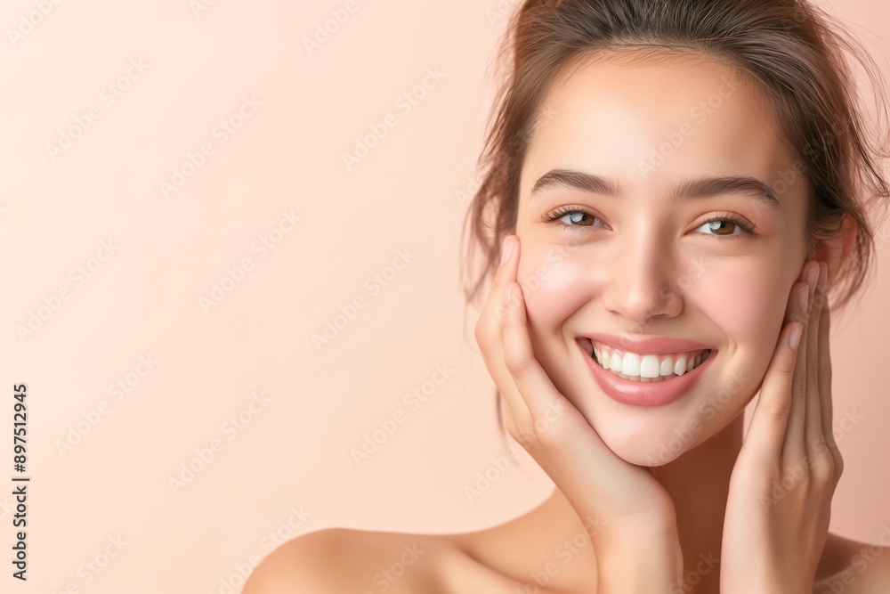 Smiling woman with a charming expression, showcasing her natural beauty and positive energy, set against a warm, peach-toned backdrop. Smiling woman with a charming expression, showcasing her natural beauty and positive energy, set against a warm, peach-toned backdrop.