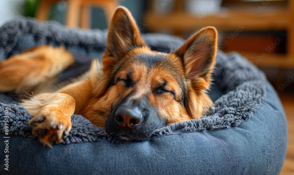 A dog is sleeping in a bed A dog is sleeping in a bed