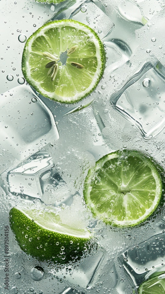 A close up of a lime wedge in a glass of water A close up of a lime wedge in a glass of water