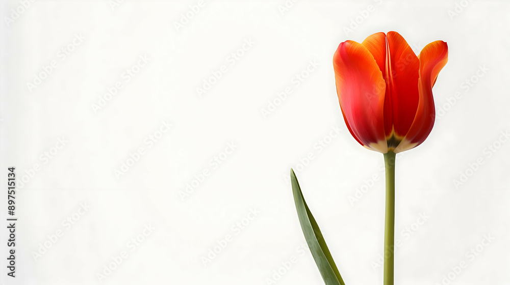 Red tulip flower with a green stem isolated on a white background. The vibrant red petals and simple composition make this image perfect for themes of spring, nature, and beauty. Red tulip flower with a green stem isolated on a white background. The vibrant red petals and simple composition make this image perfect for themes of spring, nature, and beauty.