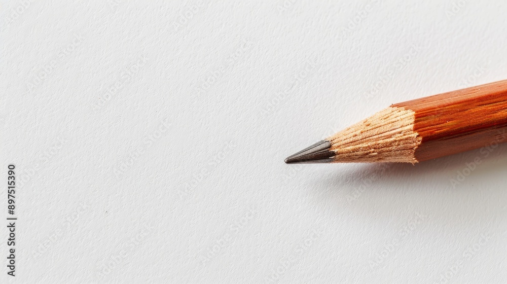Pencil tip on white background with space for text